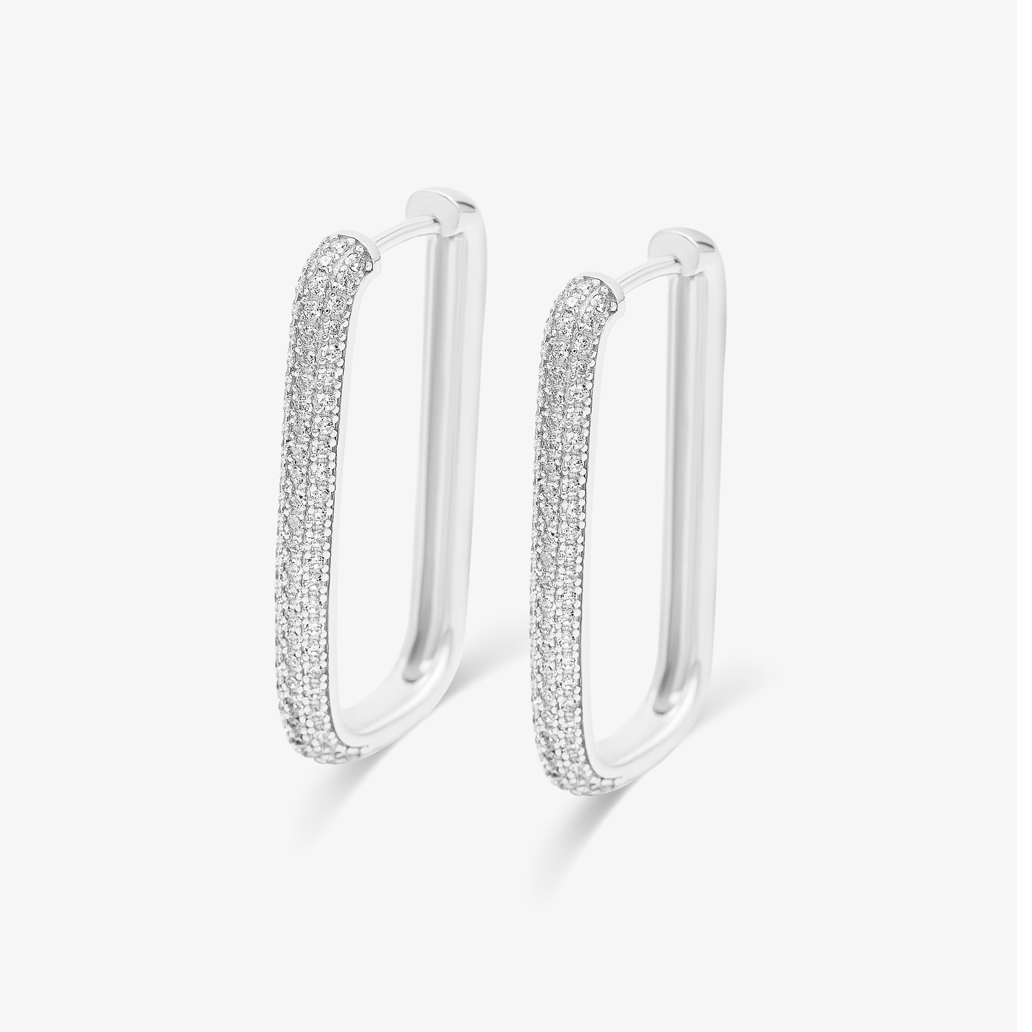 Diamond Edge Hoops Silver