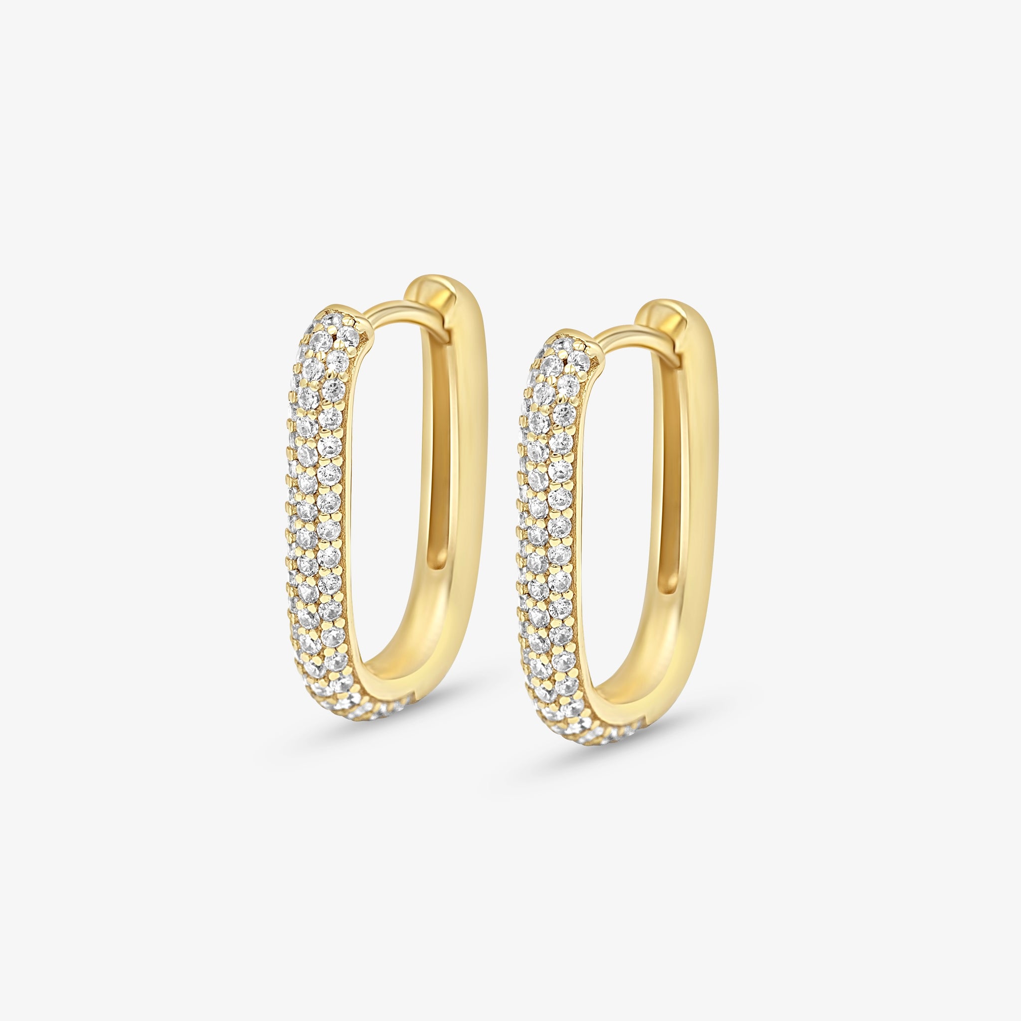 Petite Diamond Edge Hoops Gold