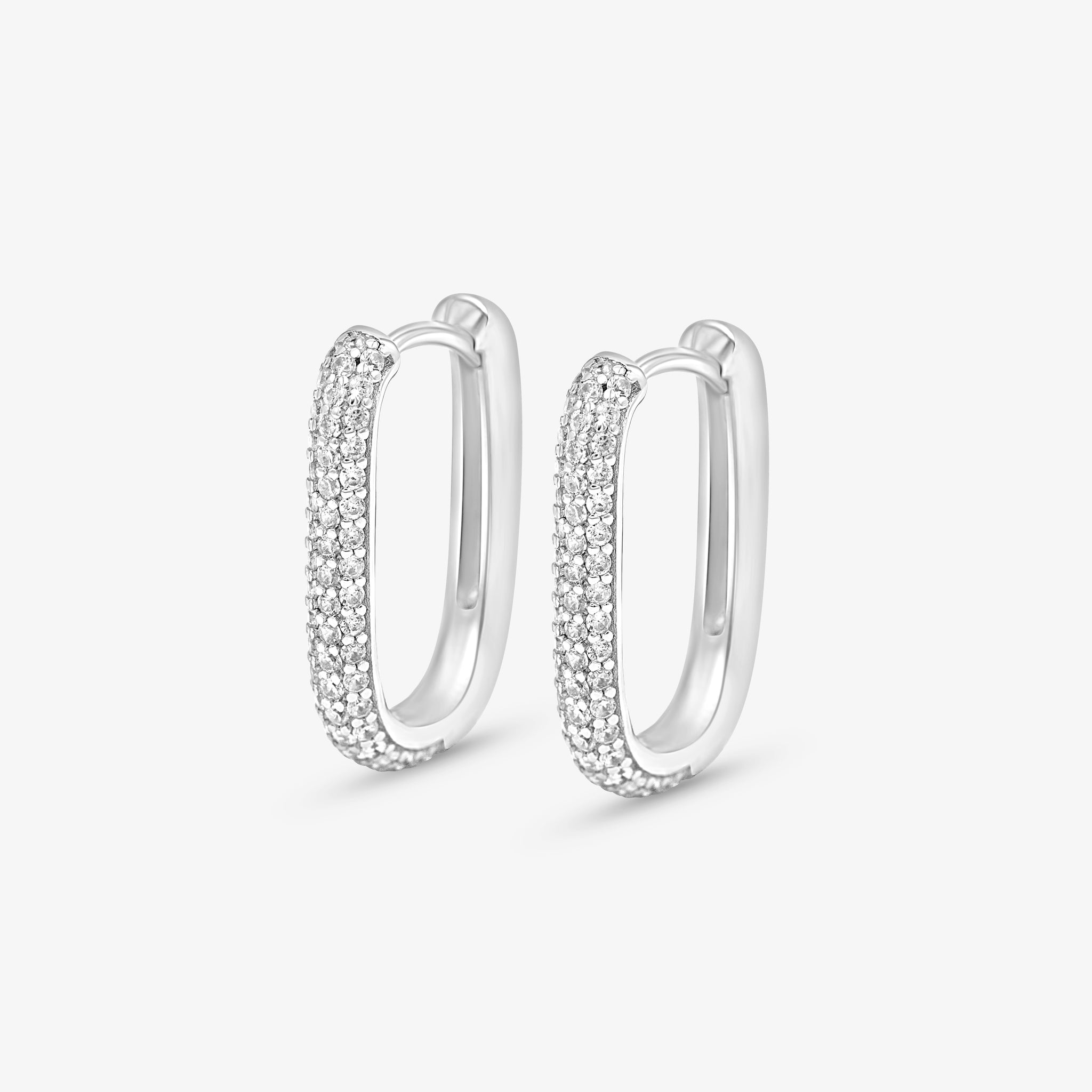 Petite Diamond Edge Hoops Silver