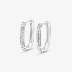 Petite Diamond Edge Hoops Silver