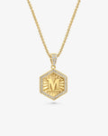 Diamond Letter Necklace Gold