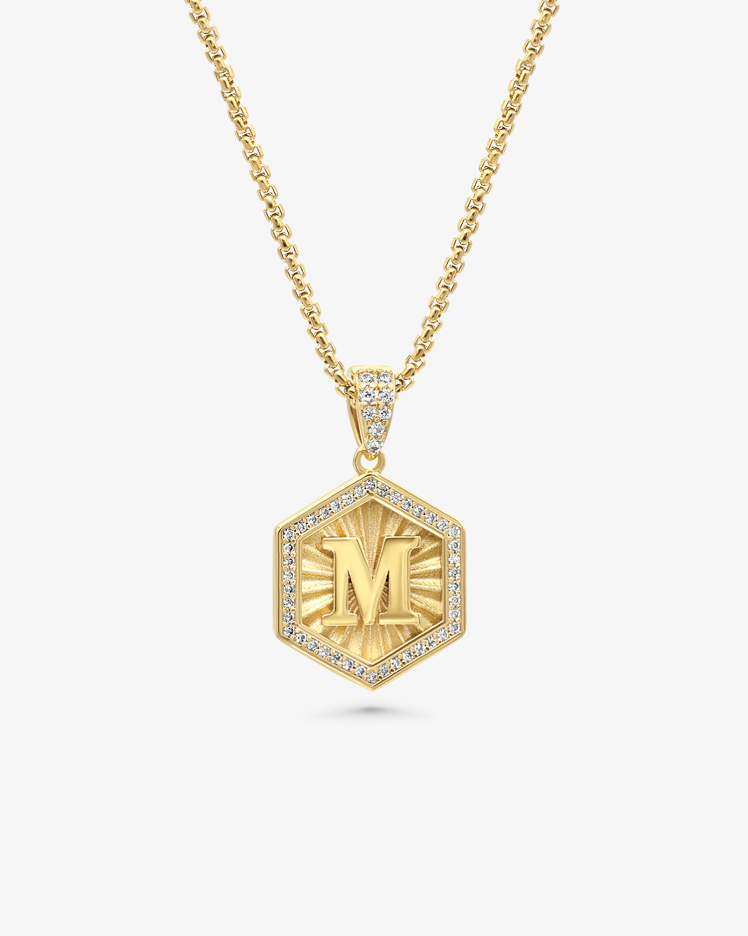 Diamond Letter Necklace Gold