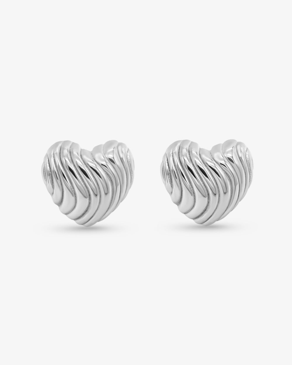 Wavy Heart Earrings Silver