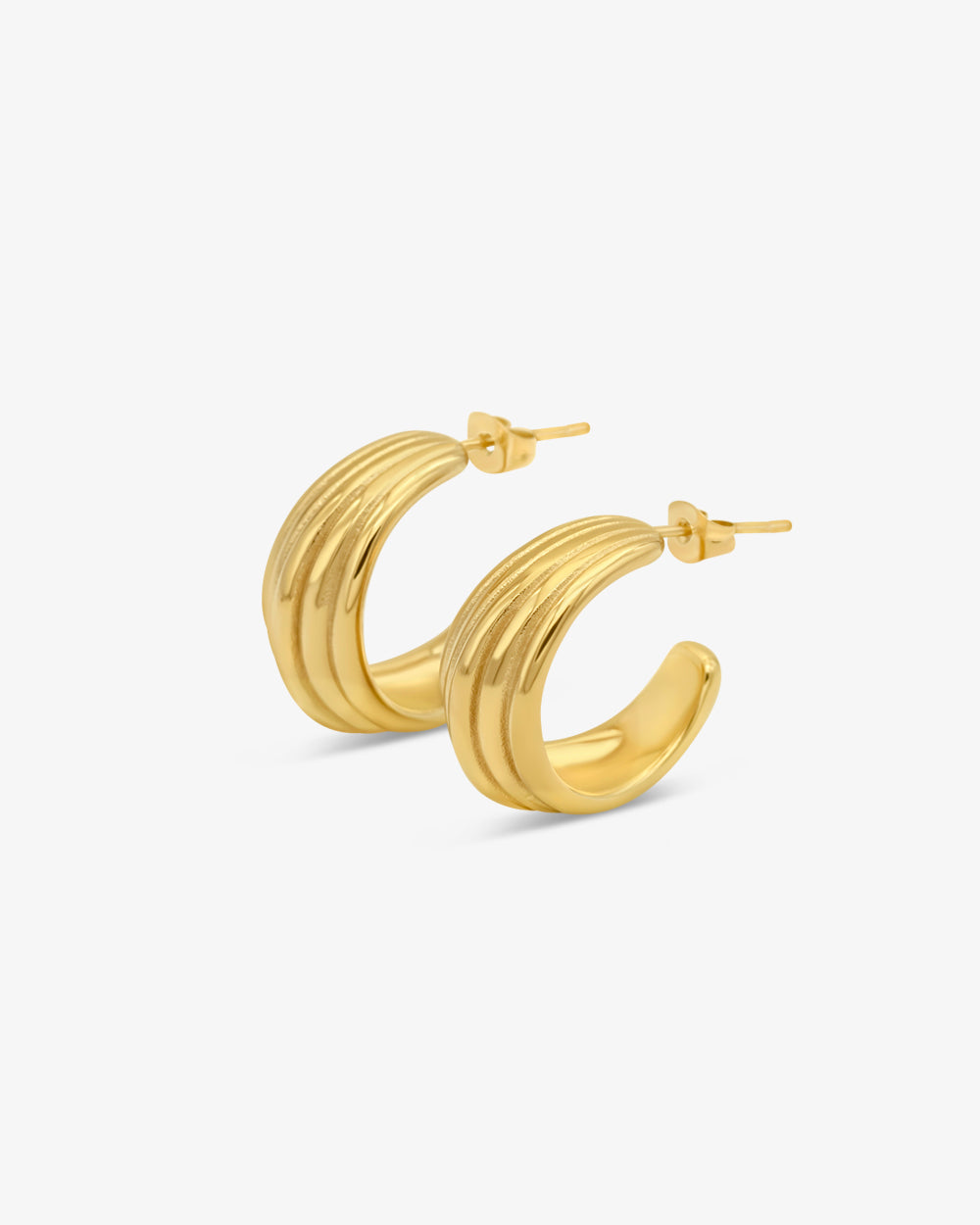 Ribbed Hoops Gold