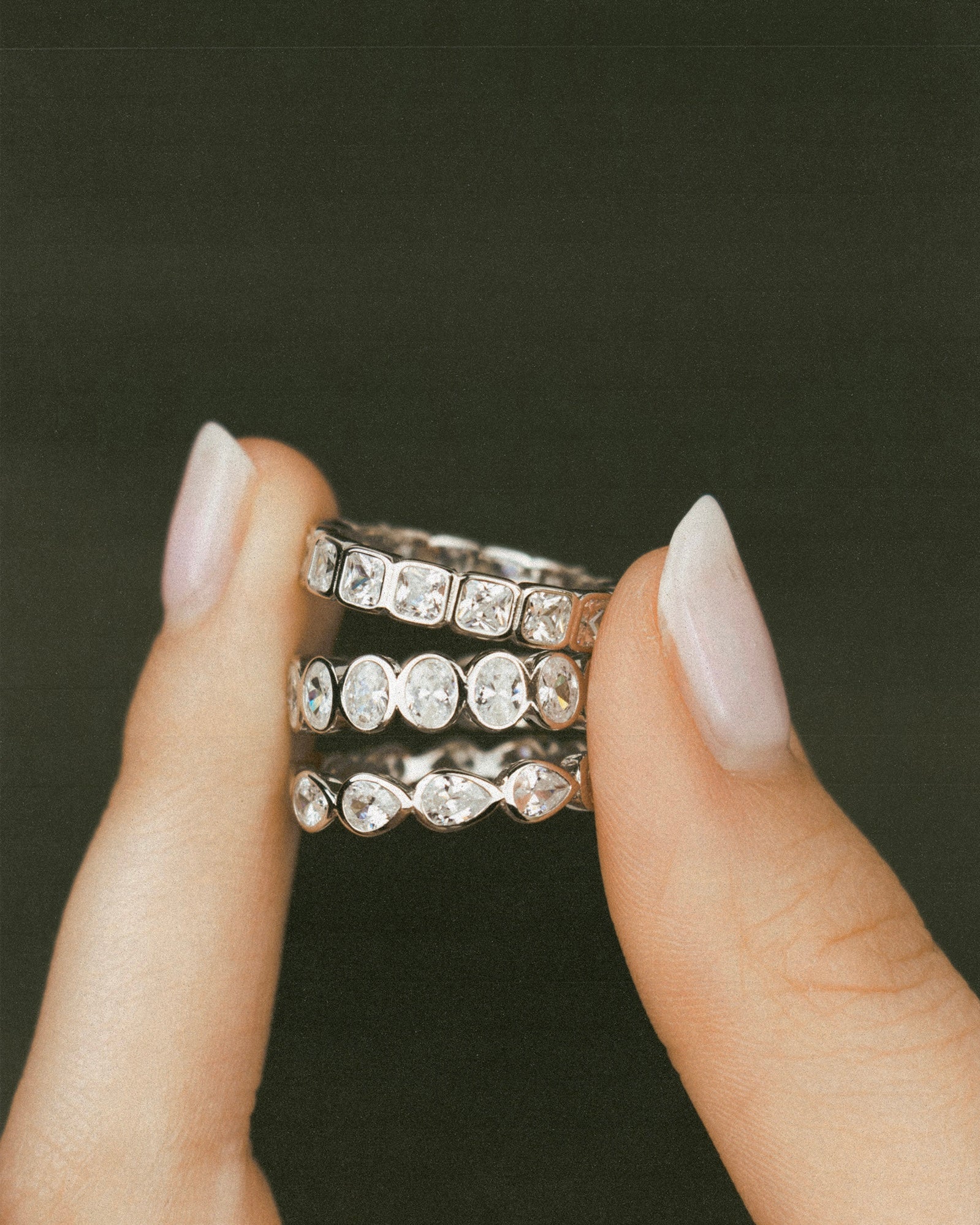 Diamond Band Ring Square Silver