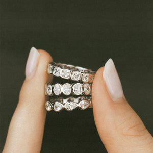 Diamond Band Ring Square Silver