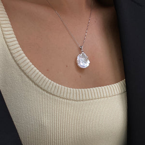 Pearl Drop Necklace Silver