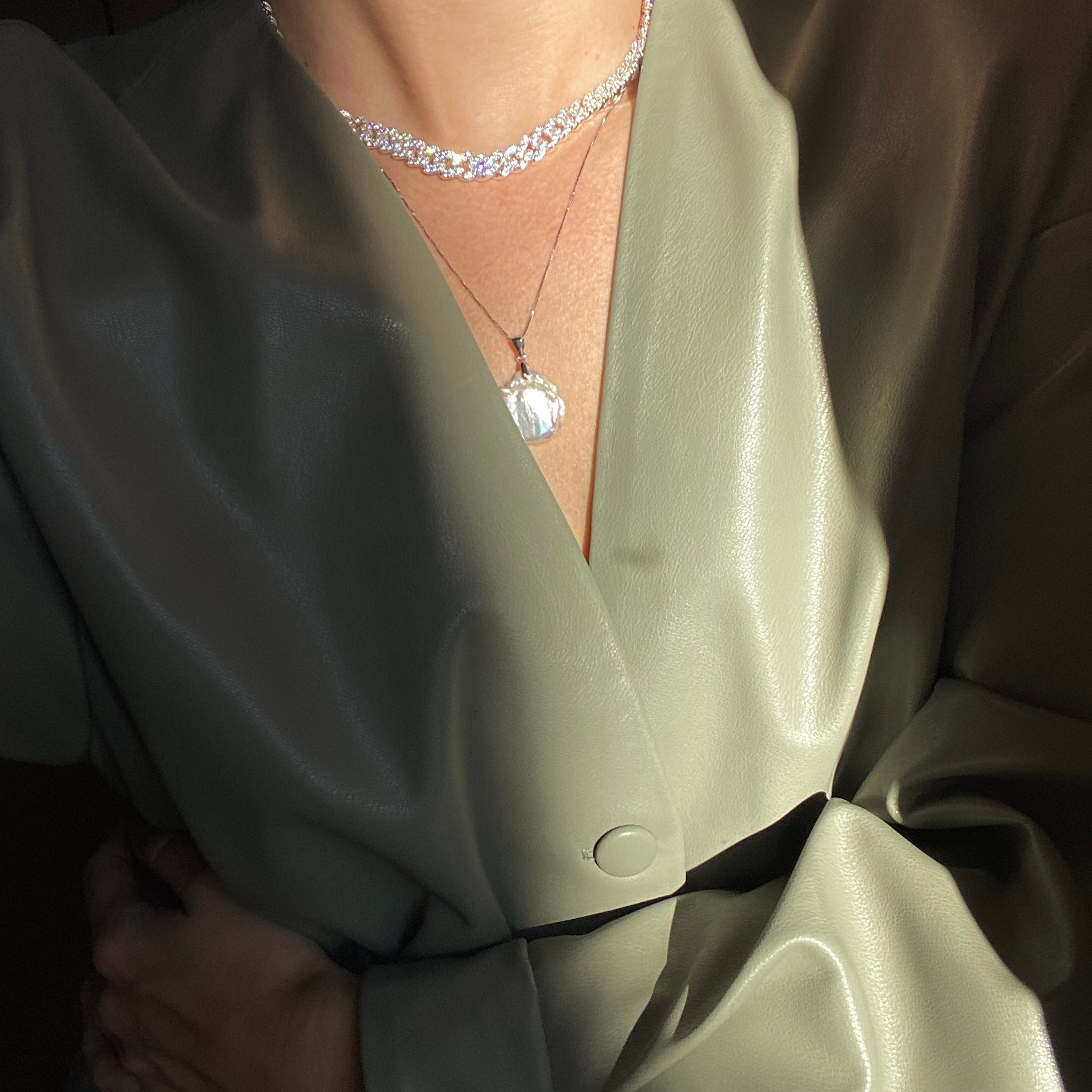 Pearl Drop Necklace Silver