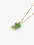 Diamond Figure Necklace Green